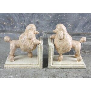 Vintage Pink Poodle Cast Iron Bookends